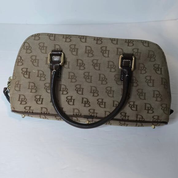 Dooney And Bourke Small Purse Bag Brown Signature Canvas Faux Leather Clasp - Picture 6 of 12